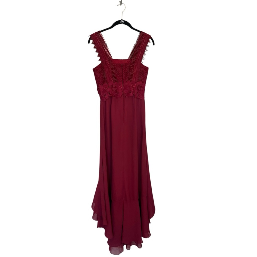 Unitedwood high low Jodie cocktail dress floral lace crochet red cocktail party - Picture 3 of 16